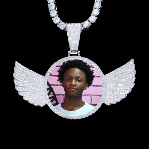 925S & VVS Moissanite 3D Wing Custom Picture Pendant