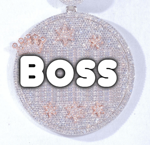 CUSTOM LETTER NECKLACE 3D BIG CROWN DISC