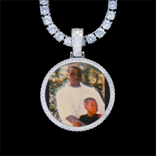 925S & VVS Moissanite 3D Circle Custom Picture Pendant