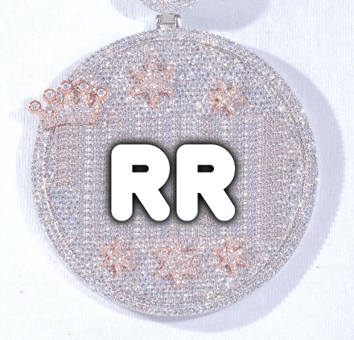 CUSTOM LETTER NECKLACE 3D BIG CROWN DISC