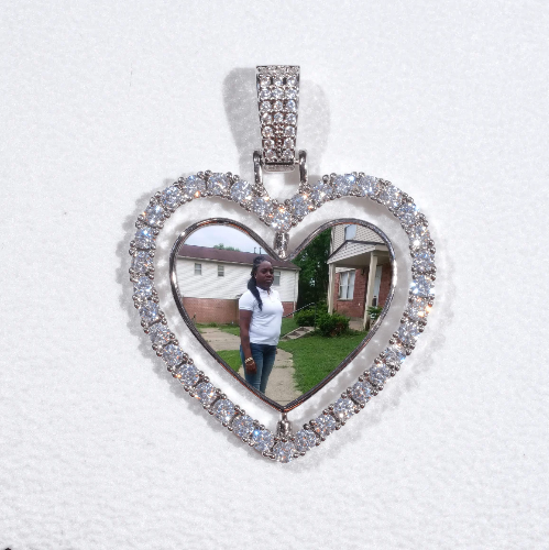 3D Spinning 2-Faced Heart Custom Picture Pendant