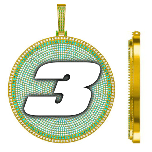 CUSTOM LETTER NECKLACE 3D BIG DISC