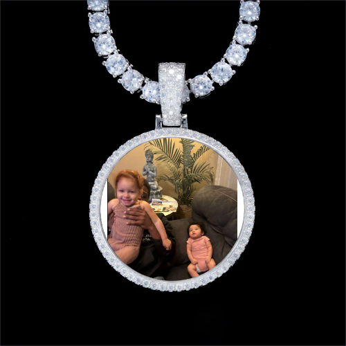 925S & VVS Moissanite 3D Circle Custom Picture Pendant