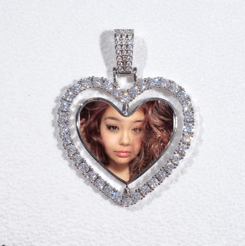 3D Spinning 2-Faced Heart Custom Picture Pendant