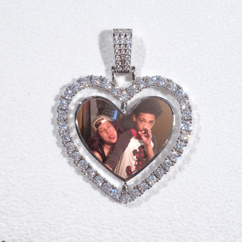 3D Spinning 2-Faced Heart Custom Picture Pendant