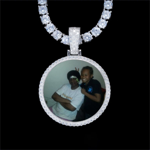 925S & VVS Moissanite 3D Circle Custom Picture Pendant