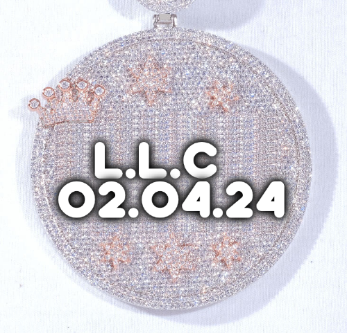 CUSTOM LETTER NECKLACE 3D BIG CROWN DISC
