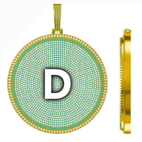 CUSTOM LETTER NECKLACE 3D BIG DISC