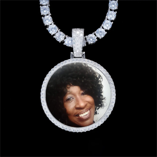 925S & VVS Moissanite 3D Circle Custom Picture Pendant
