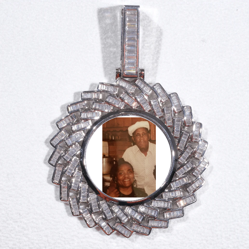 Large 3D Baguette Custom Picture Pendant