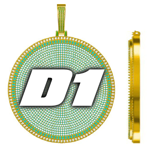 CUSTOM LETTER NECKLACE 3D BIG DISC