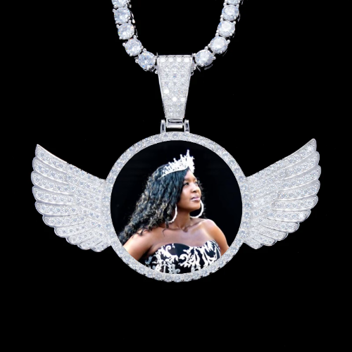 925S & VVS Moissanite 3D Wing Custom Picture Pendant