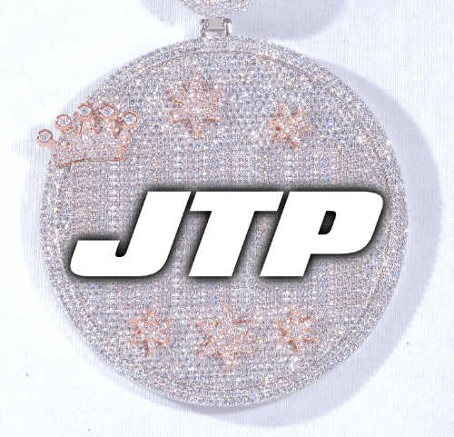 CUSTOM LETTER NECKLACE 3D BIG CROWN DISC