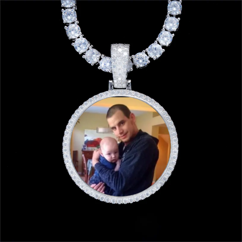 925S & VVS Moissanite 3D Circle Custom Picture Pendant