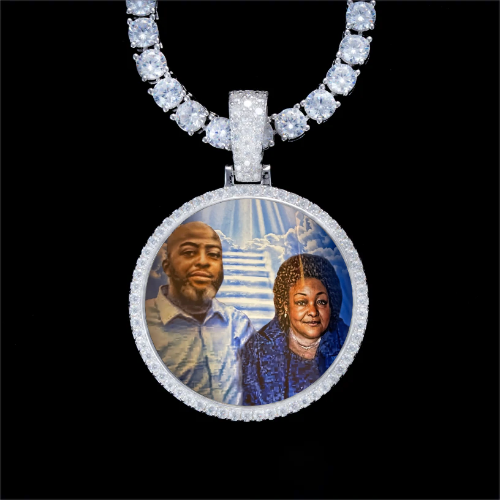 925S & VVS Moissanite 3D Circle Custom Picture Pendant