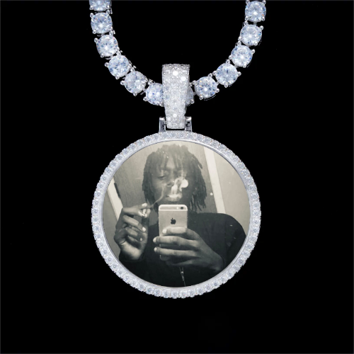 925S & VVS Moissanite 3D Circle Custom Picture Pendant