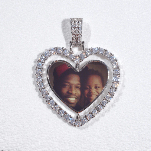 3D Spinning 2-Faced Heart Custom Picture Pendant