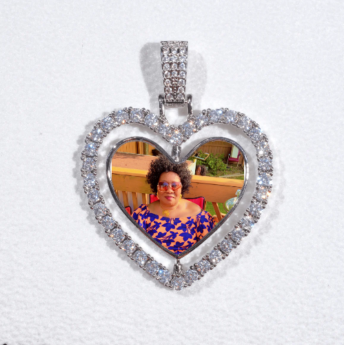 3D Spinning 2-Faced Heart Custom Picture Pendant