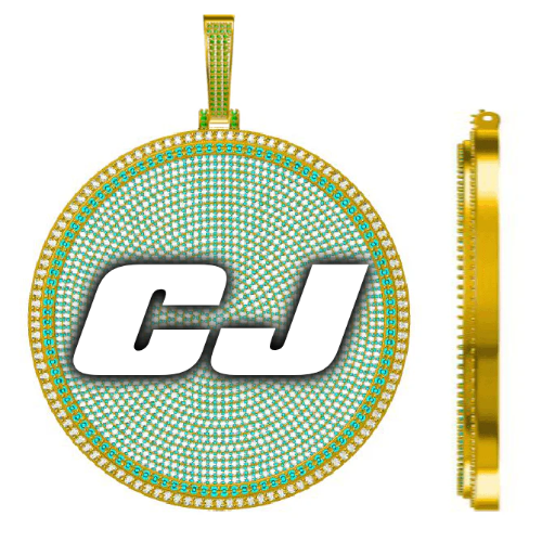 CUSTOM LETTER NECKLACE 3D BIG DISC