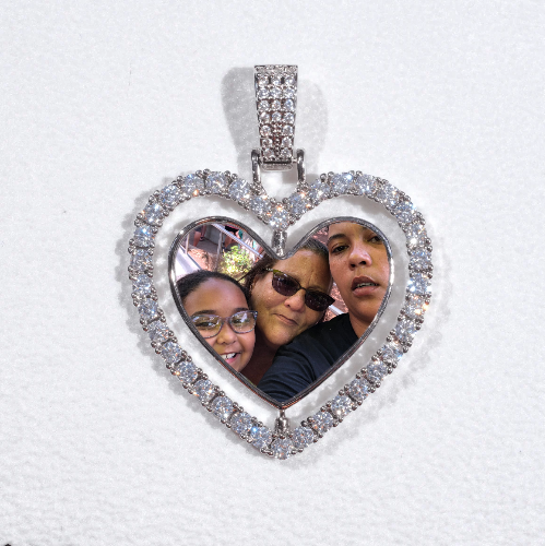 3D Spinning 2-Faced Heart Custom Picture Pendant