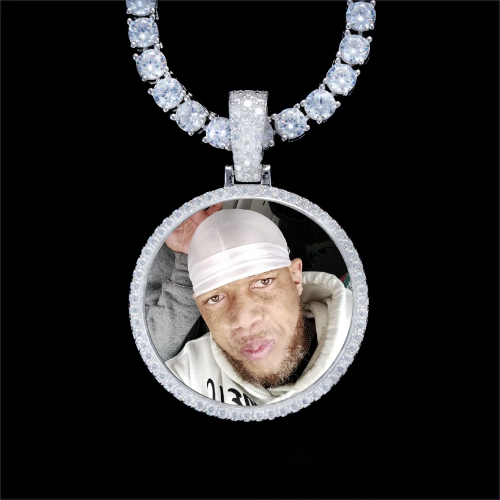925S & VVS Moissanite 3D Circle Custom Picture Pendant