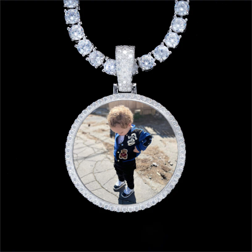 925S & VVS Moissanite 3D Circle Custom Picture Pendant