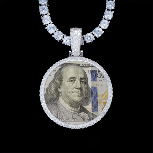 925S & VVS Moissanite 3D Circle Custom Picture Pendant