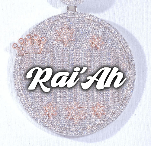 CUSTOM LETTER NECKLACE 3D BIG CROWN DISC