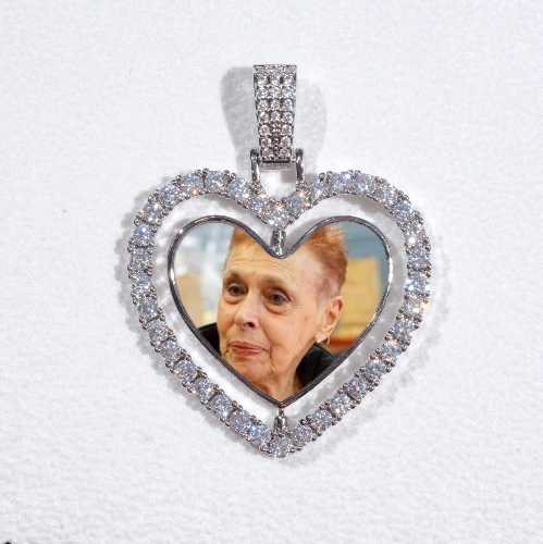 3D Spinning 2-Faced Heart Custom Picture Pendant