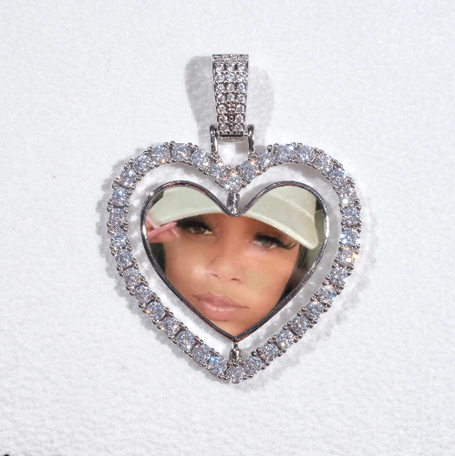 3D Spinning 2-Faced Heart Custom Picture Pendant