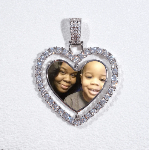 3D Spinning 2-Faced Heart Custom Picture Pendant