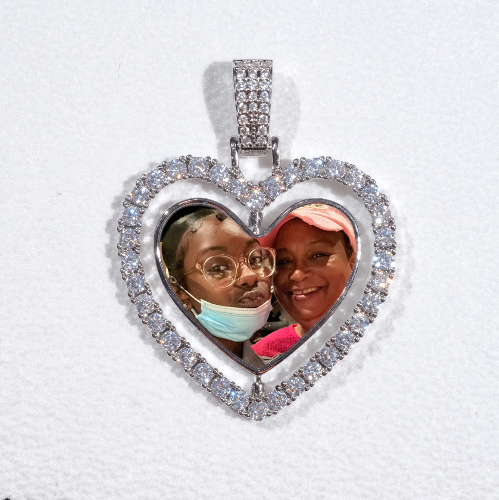 3D Spinning 2-Faced Heart Custom Picture Pendant
