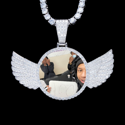 925S & VVS Moissanite 3D Wing Custom Picture Pendant