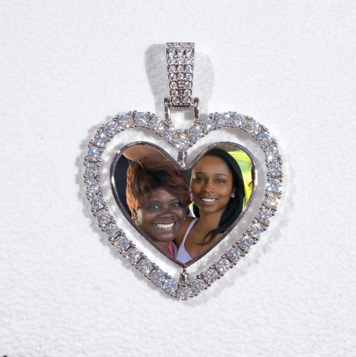 3D Spinning 2-Faced Heart Custom Picture Pendant
