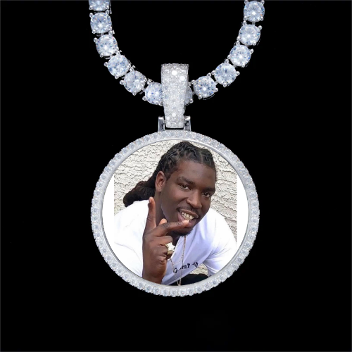 925S & VVS Moissanite 3D Circle Custom Picture Pendant