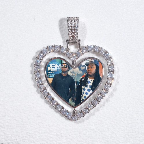 3D Spinning 2-Faced Heart Custom Picture Pendant