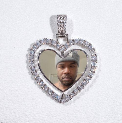 3D Spinning 2-Faced Heart Custom Picture Pendant