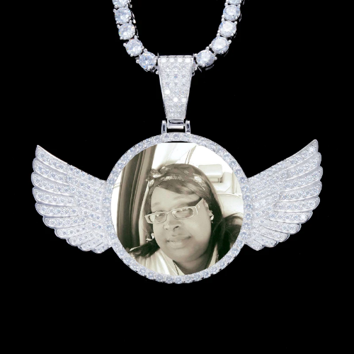 925S & VVS Moissanite 3D Wing Custom Picture Pendant