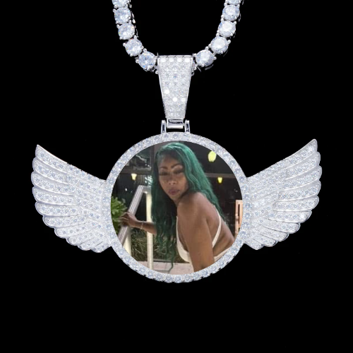 925S & VVS Moissanite 3D Wing Custom Picture Pendant
