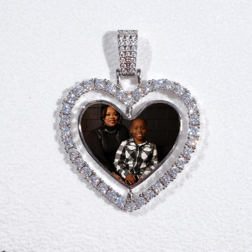 3D Spinning 2-Faced Heart Custom Picture Pendant