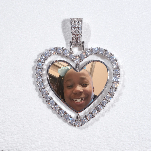 3D Spinning 2-Faced Heart Custom Picture Pendant