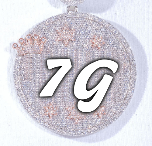 CUSTOM LETTER NECKLACE 3D BIG CROWN DISC