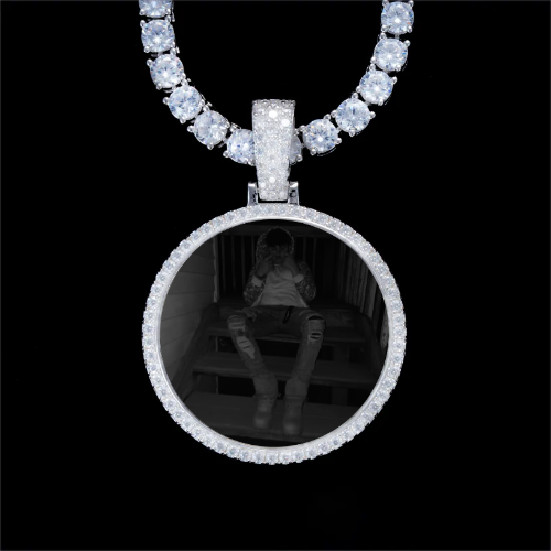 925S & VVS Moissanite 3D Circle Custom Picture Pendant