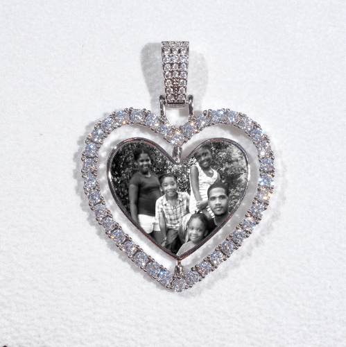 3D Spinning 2-Faced Heart Custom Picture Pendant