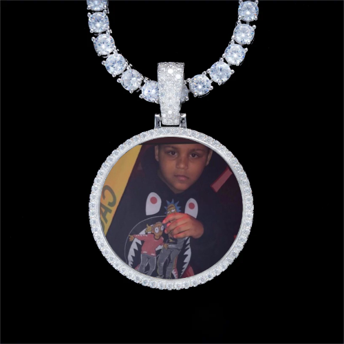 925S & VVS Moissanite 3D Circle Custom Picture Pendant
