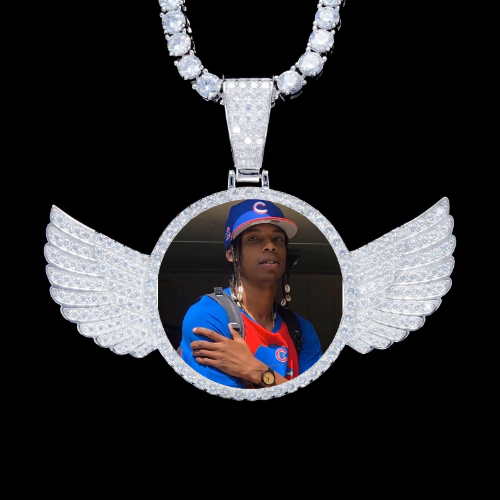 925S & VVS Moissanite 3D Wing Custom Picture Pendant
