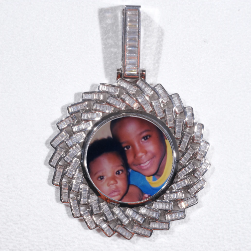 Large 3D Baguette Custom Picture Pendant