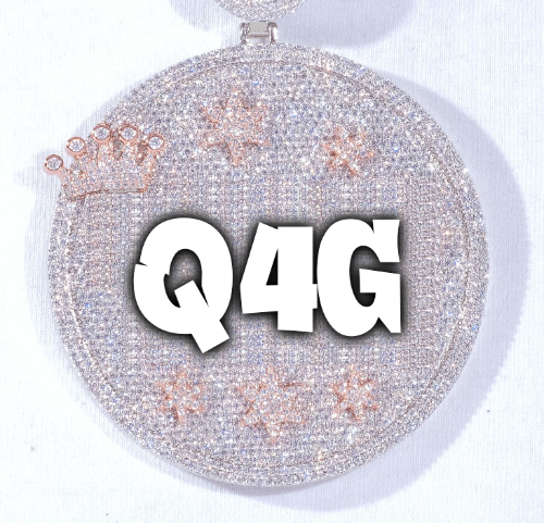 CUSTOM LETTER NECKLACE 3D BIG CROWN DISC