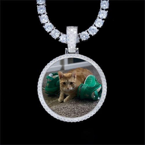 925S & VVS Moissanite 3D Circle Custom Picture Pendant