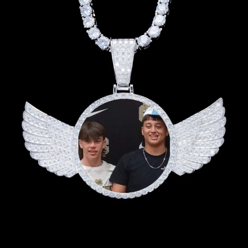 925S & VVS Moissanite 3D Wing Custom Picture Pendant
